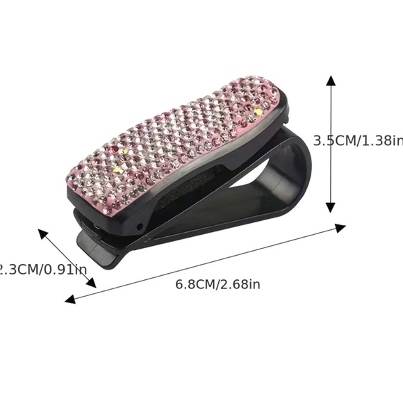 Rhinestone Sunglasses/Eyeglasses Holder w/ Clip for Notes - Mount for Sunvisor - Picture 5 of 5